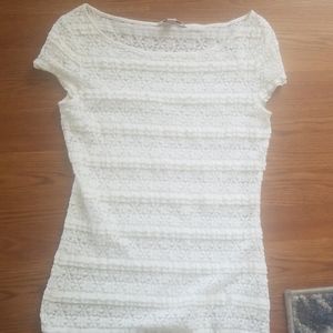 Sm cream lace short sleeve banana republic